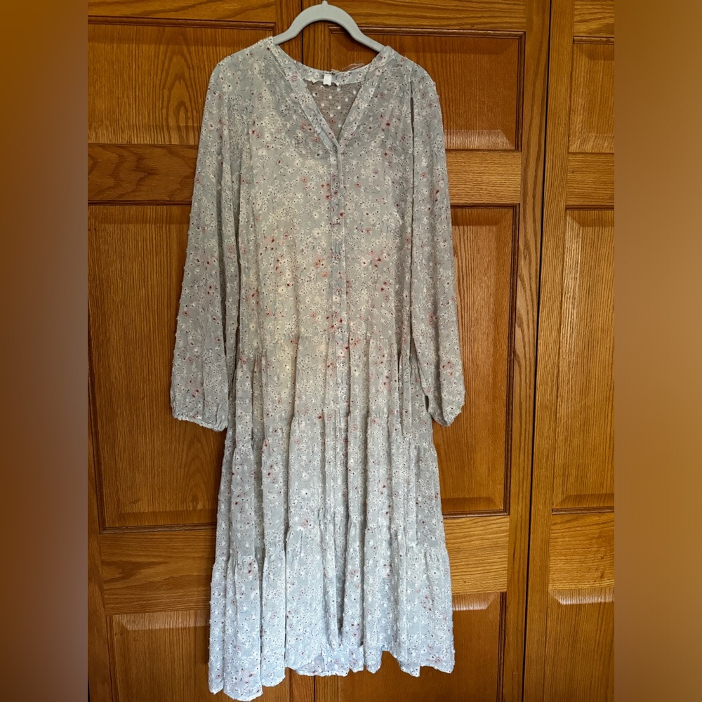 Floral long sleeved midi/maxi dress, maternity friendly